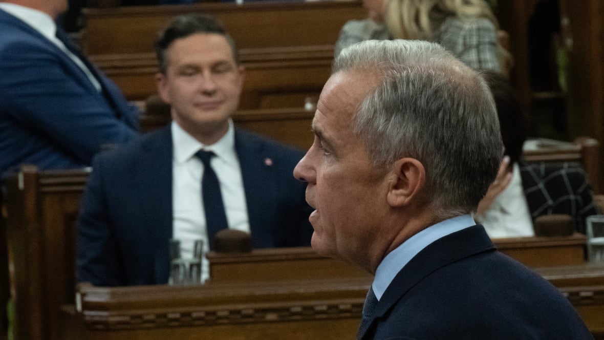 Prime Minister Mark Carney rises during Question Period, on Parliament Hill in Ottawa, Monday, Sept. 15, 2025.