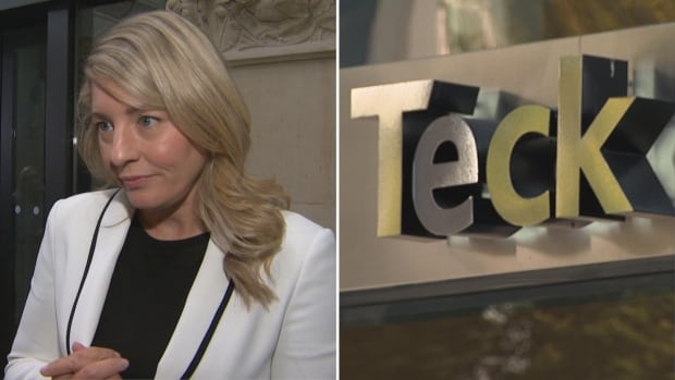 A composite of two photos, with a blond woman on the left and a 'Teck' sign on the right.