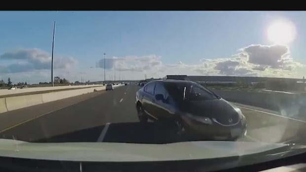 Police release dashcam video of 'shocking' wrong-way highway driver in Milton | CBC News