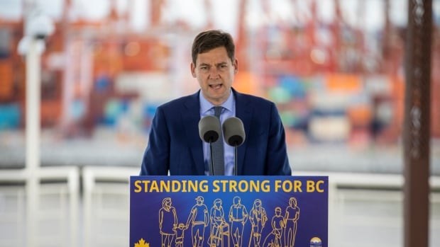 Premier David Eby is pictured during an announcement regarding the mining industry while in Vancouver, B.C, on Monday, May 26, 2025.