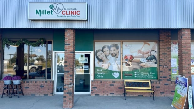 A building made of brick with a sign for Millet Medical Clinic.