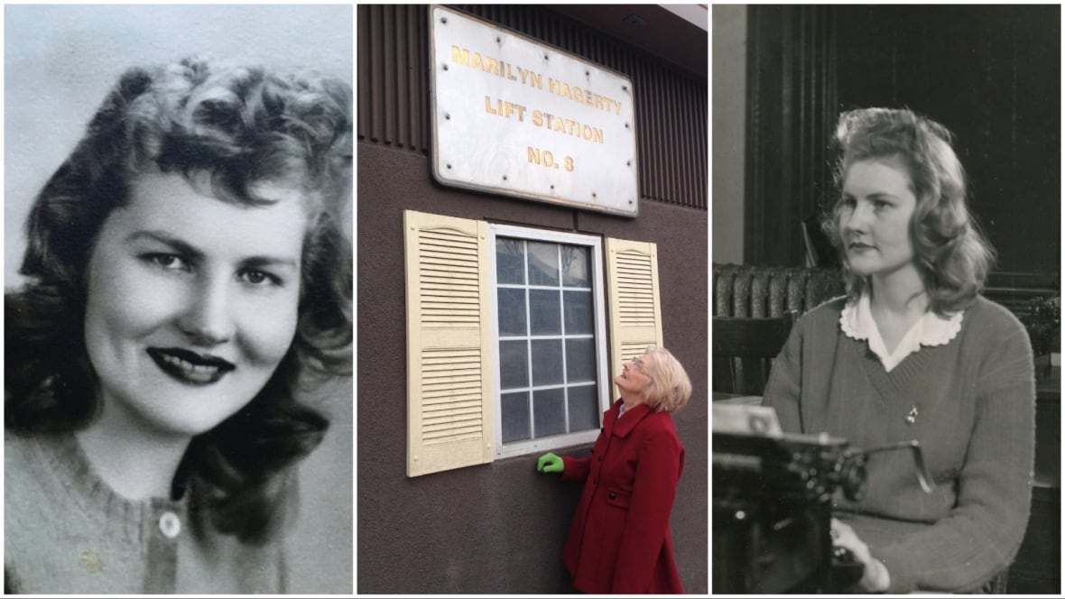 Composite photo shows archival photos of a young woman flanking a picture of an older women.