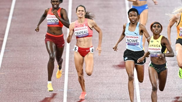 Women's runners compete in an 800-metre race.