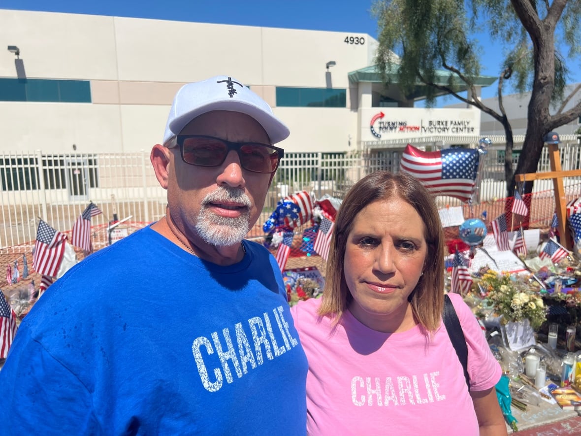 Evit Gomez flew with her husband Gregory and their two sons from Miami to attend the memorial.