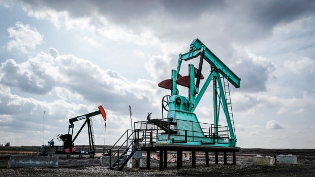 a blue oil rig