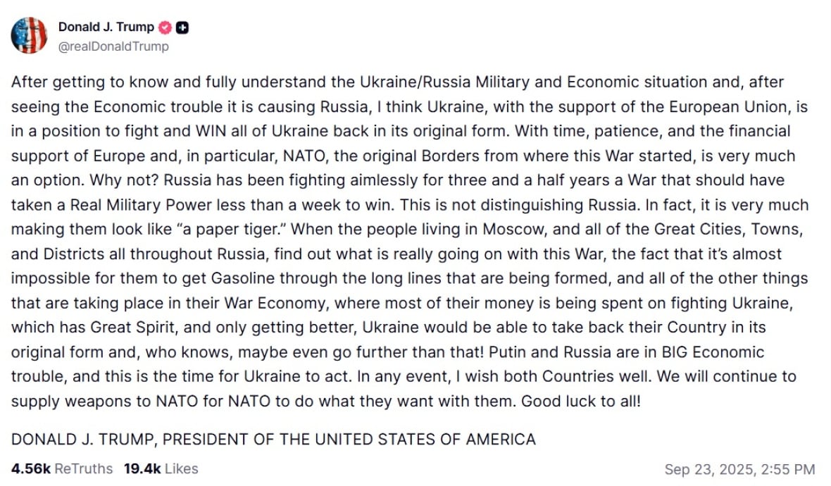 Screen screen from a social media post. 