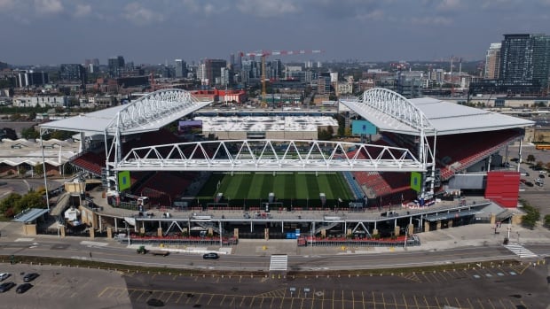Aerial (drone) images of BMO Field.