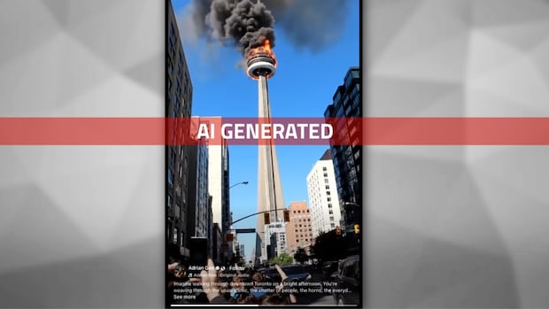 A video of the CN Tower on fire went viral on Facebook. The problem? It's fake | CBC News