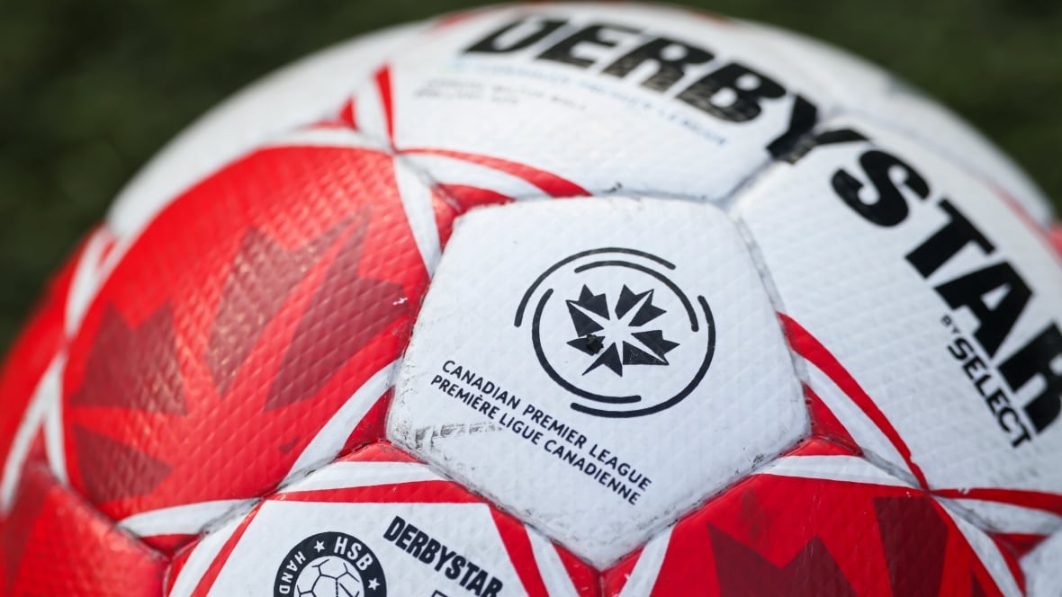 Candian Premier League logo on a soccer ball.