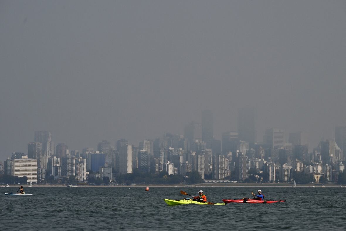 Smoke fills the sky over the city of Vancouver because of a nearby wildfire on Sept. 3, 2025.