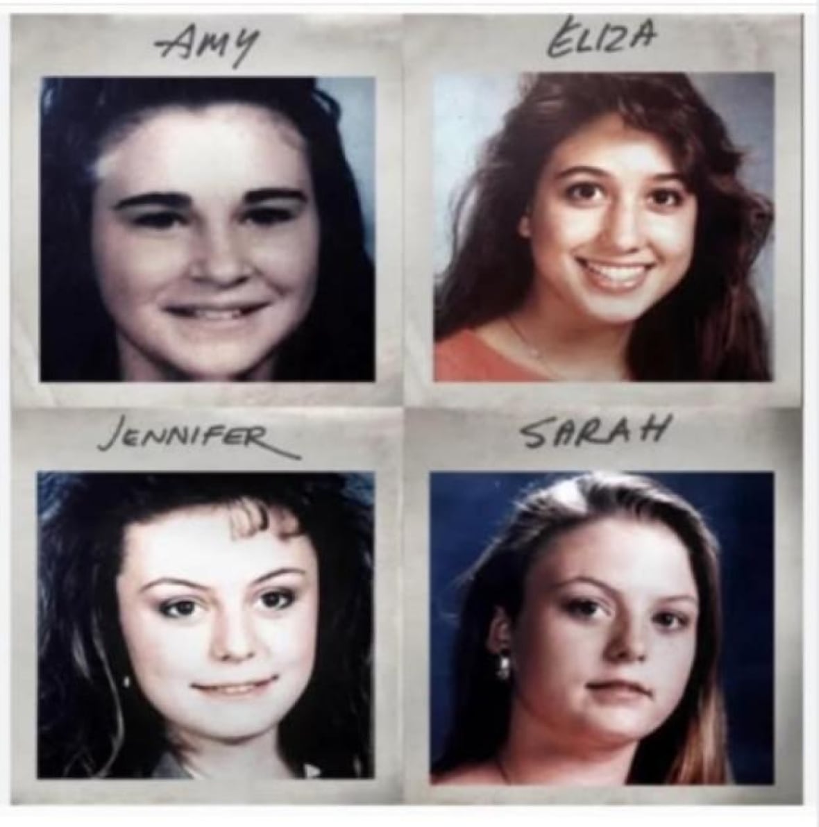 Four young girls are displayed in a profile combined in one image.