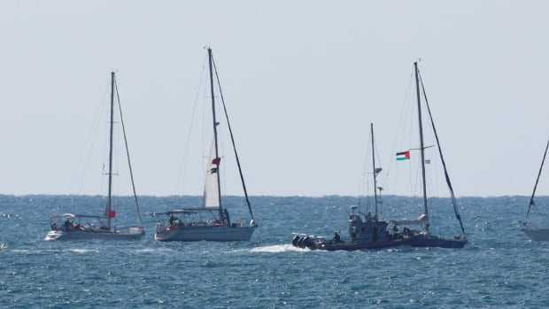 Boats are seen from afar.