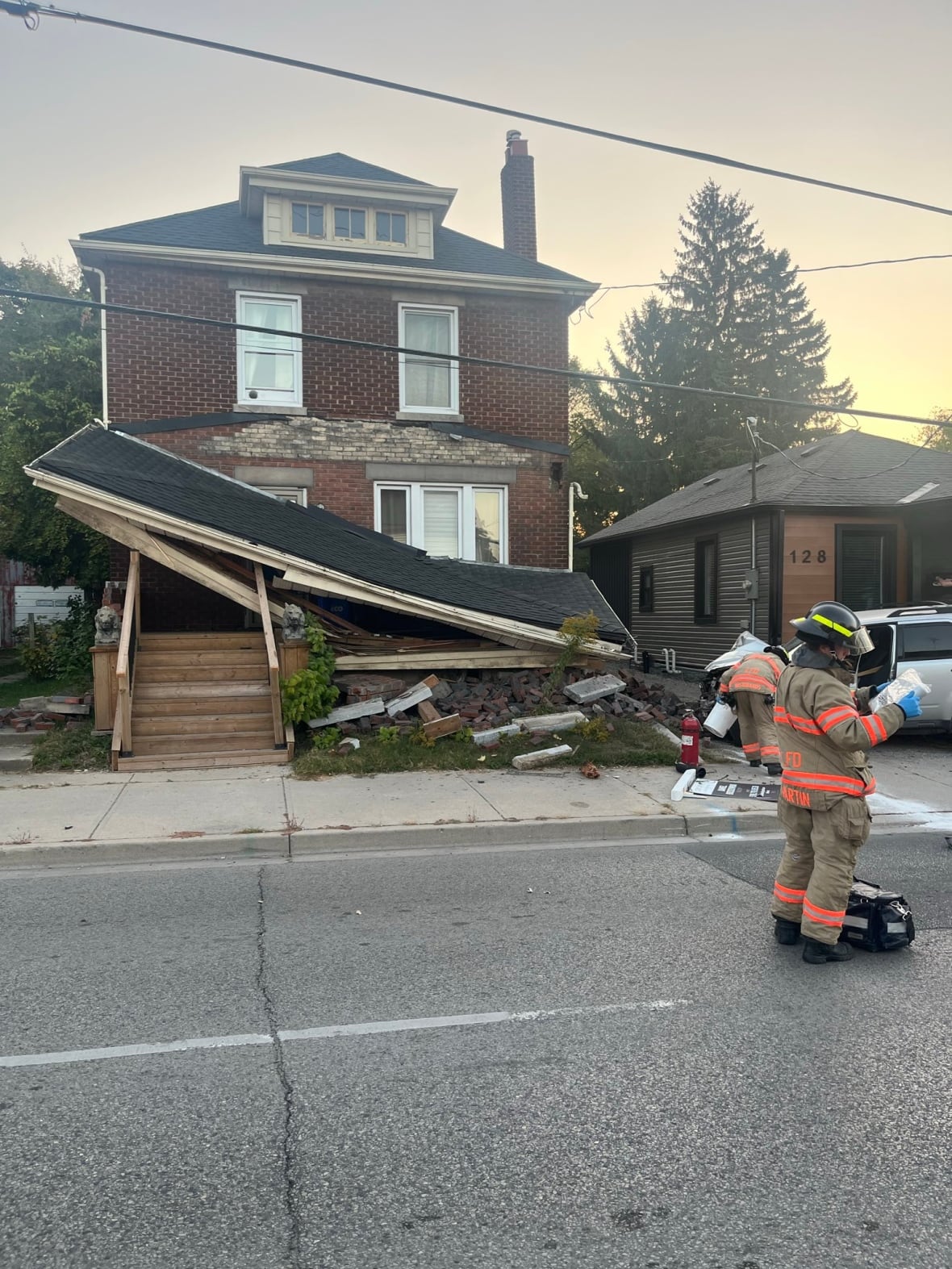 One home on Adelaide Street was severely damanged by the impact of the vehicle crashing into it. The cause of the crash is not yet known.