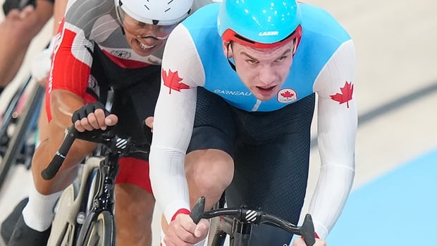 Canadian track cyclist Dylan Bibic competes in the men