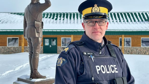 Staff Sgt. Grant Kneller outside Fallen Four Memorial in Maythorpe, ALTA Staff Sgt. Grant Kneller outside Fallen Four Memorial in Maythorpe, ALTA