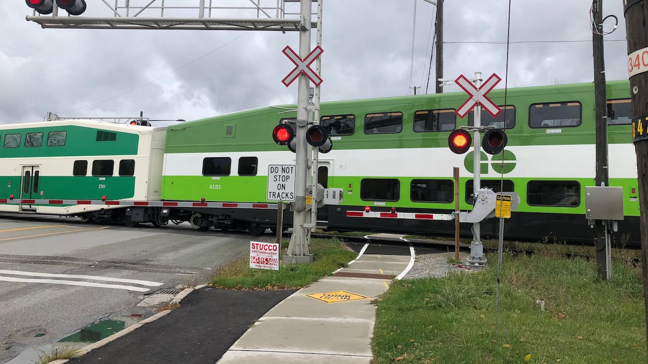 A GO bid     pictured crossing Highway 7. The metropolis  installed bid     arms and signage intended to conscionable   the information   requirements for the crossing.