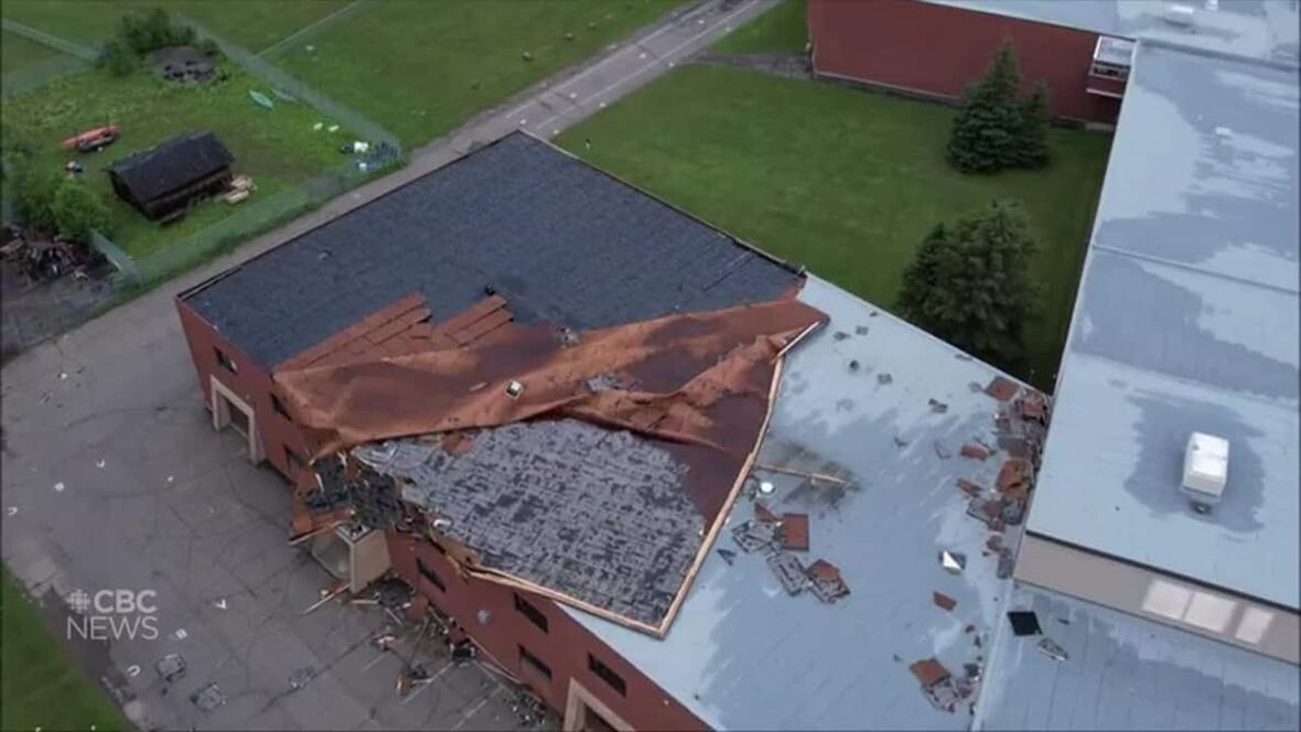 'Some type of weather event' pulls roof off high school in