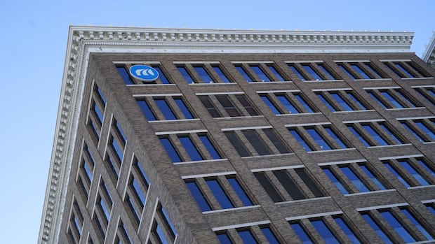 An exterior view of the wall of Manitoba Public Insurance's headquarters.