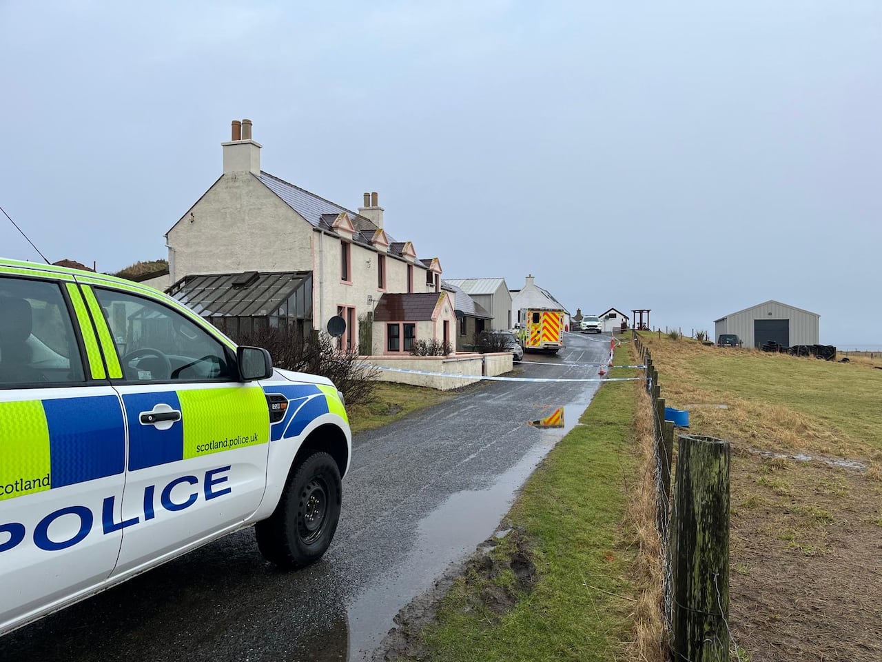 The home where Claire Leque died in Sandness Area of the Shetland Islands in Scotland.