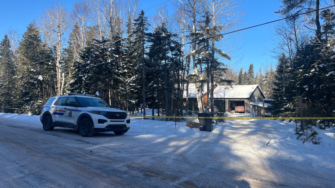 A constabulary cruiser parked extracurricular a location with constabulary portion crossed the driveway