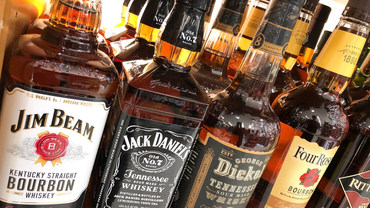 Bottles of liquor in a row