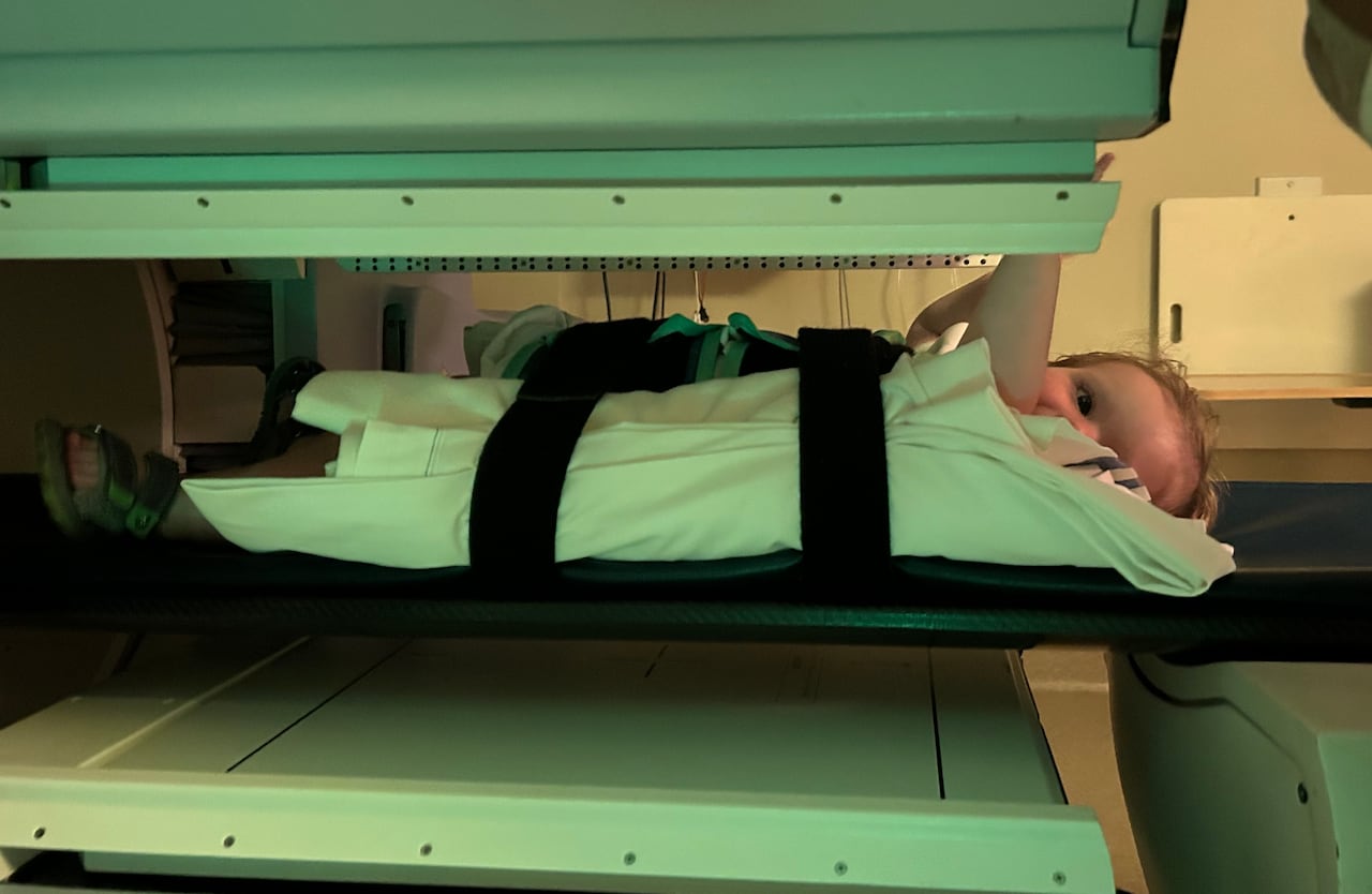 Beau Friesen getting a colonic transit scintigraphy, one of a series of tests to try to solve the mystery of his medical condition.