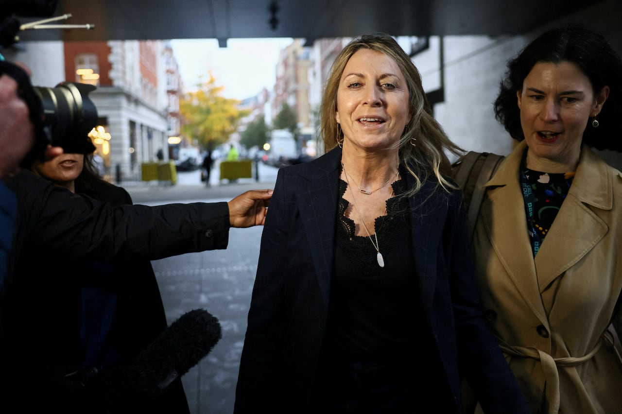 The chief executive of BBC News Deborah Turness speaks outside BBC Broadcasting House after she and director Tim Davie resigned over discrimination against British broadcasters, including the way it organized talk about Prime Minister