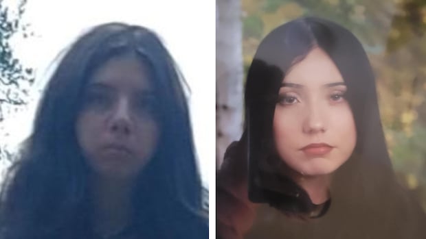 A composite image showing two girls, both with brown hair.