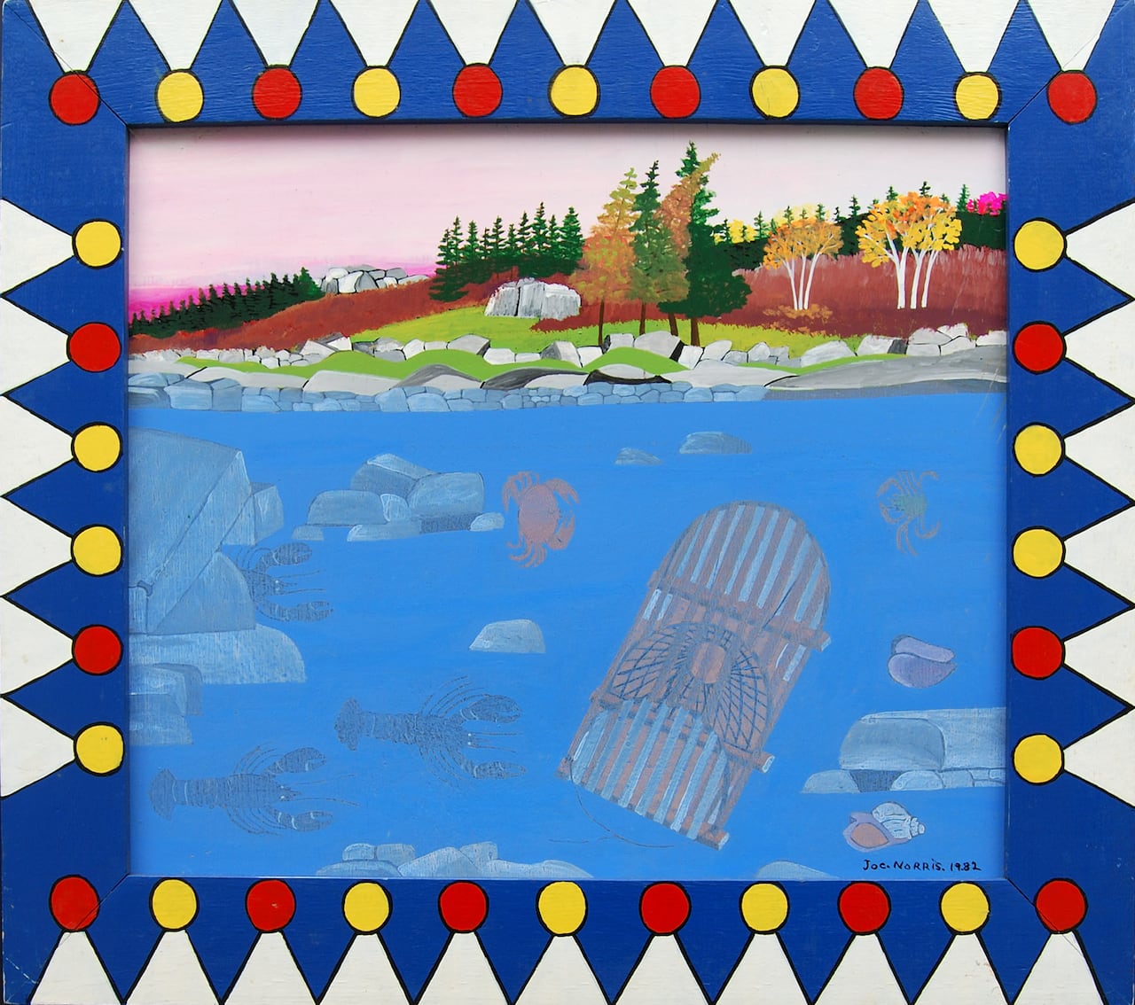 A popular piece of art shows things like lobsters and lobster traps underwater.