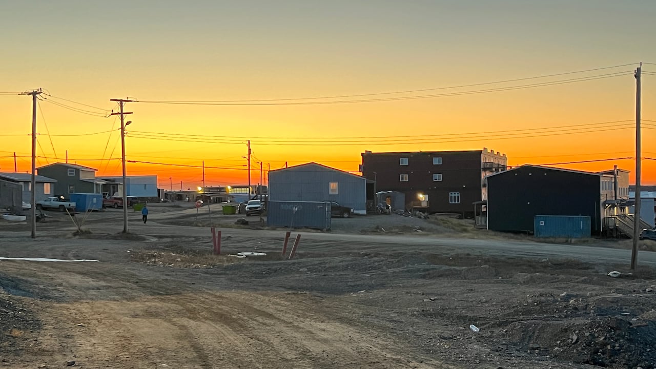 The sun sets over Rankin Inlet, Nunavut 