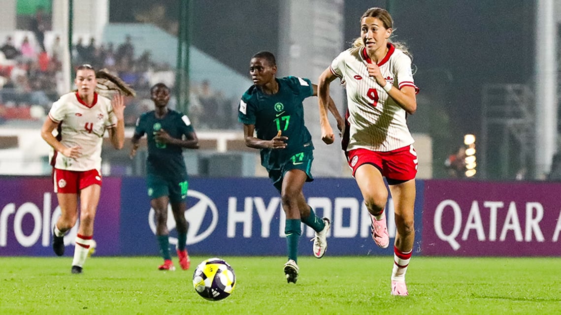 Canadian soccer player Melisa Kekic is pictured during Canada's 4-1 win over Nigeria in group play at the FIFA under-17 Women's World Cup in Sale, Morocco on October 19, 2025.