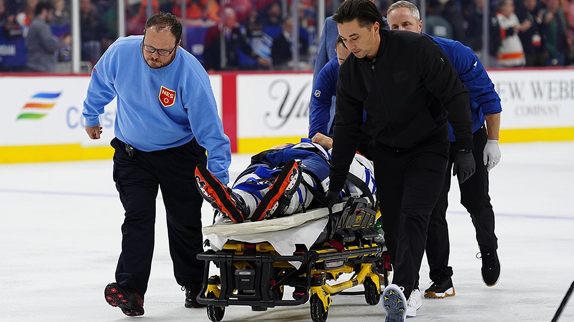 Toronto Maple Leafs defenceman Chris Tanev is taken disconnected the crystal connected a stretcher by aesculapian unit aft a collision during the 3rd play of an NHL regular-season crippled against the Philadelphia Flyers connected November 1, 2025 successful Pennsylvania.