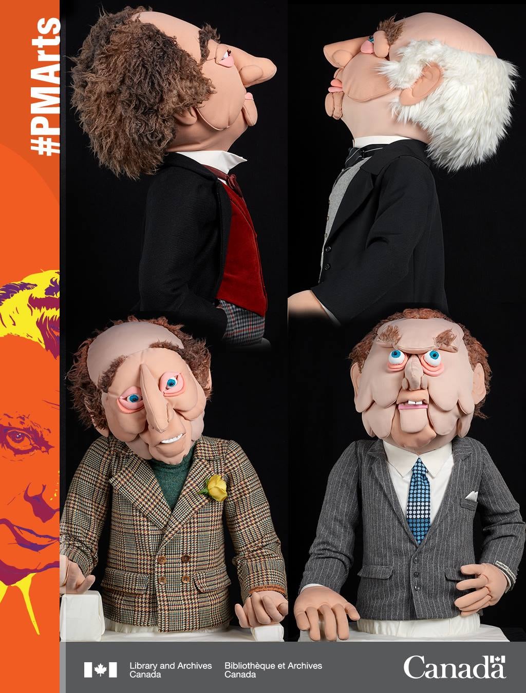 Four prime ministers created by artist Heather Danylewich, which are currently located at Library and Archives Canada.