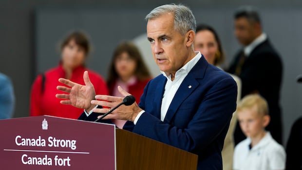 Prime Minister Mark Carney participates in an announcement at a community centre in Ottawa, on Friday, Oct. 10, 2025. Prime Minister Mark Carney participates in an announcement at a community centre in Ottawa, on Friday, Oct. 10, 2025.