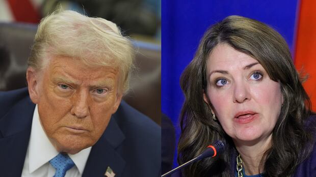 U.S. President Donald Trump and Alberta Premier Danielle Smith U.S. President Donald Trump and Alberta Premier Danielle Smith in side by side images