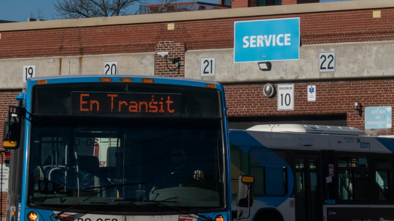 Parked STM buses adjacent   STM attraction    garage