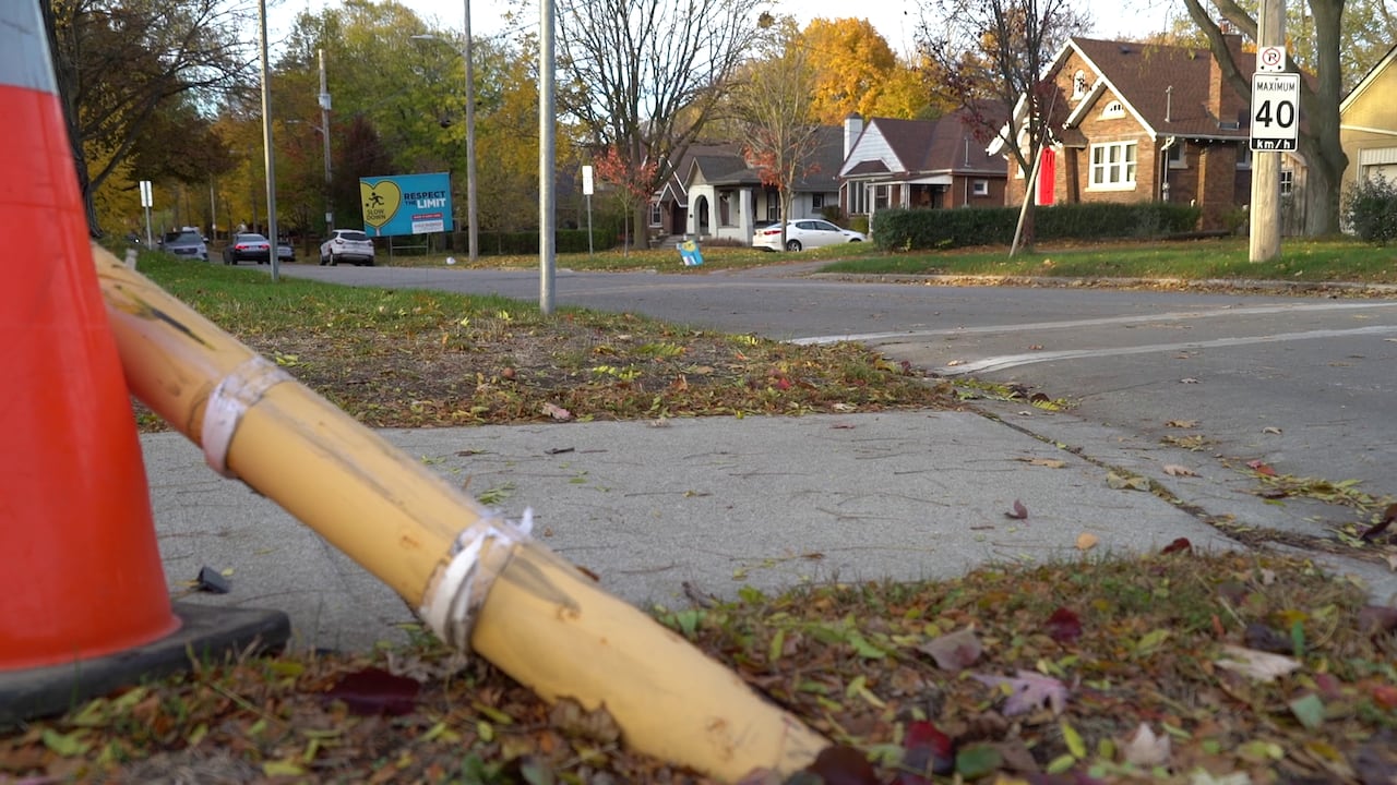 This postulation bollard astatine the country of Maitland and Cheapside was knocked down by an SUV, an incidental neighbours said highlights the issue.