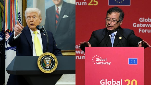 U.S. President Donald Trump on the left and Columbia's president Gustavo Petro on the right