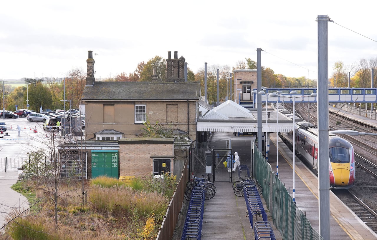 A train is seen parked at a station.