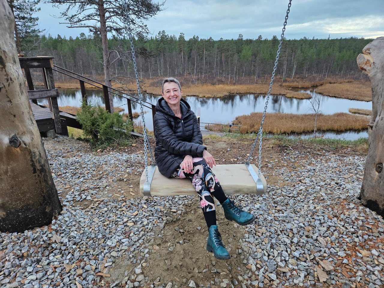 Toronto retiree, Jane Leckie in Finnish Lapland. She says she flew there on a business class ticket, after flying economy for years.