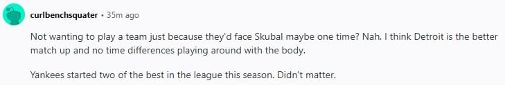 Reddit post saying Tarik Skubel isn't good