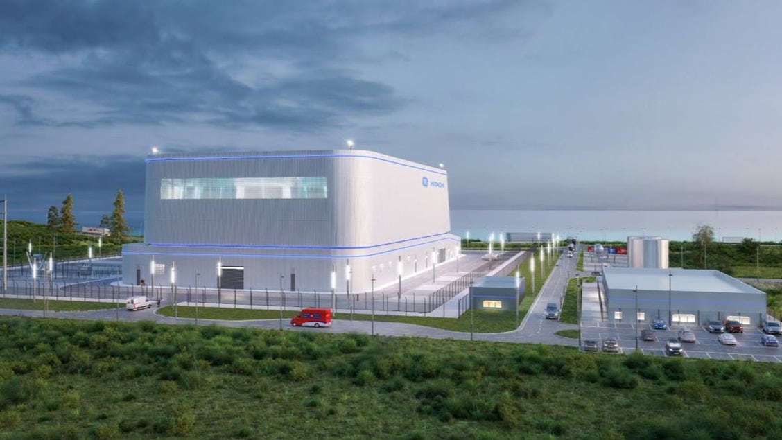Una imagen conceptual de un pequeño reactor modular (SMR) GE-Hitachi BWRX-300 que Nuclear Technology SaskPower planea utilizar si sigue adelante con sus planes de construir SMR en Saskatchewan.