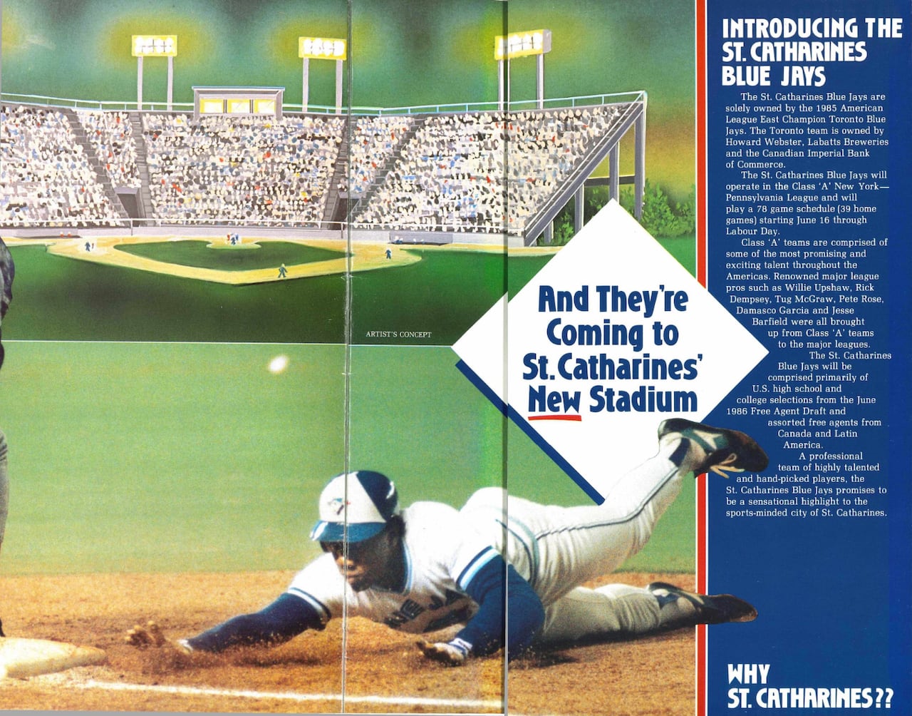 centerfold scan of a baseball player with a watercolour stadium as the background
