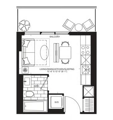 A floor plan showing a 267 square foot unit