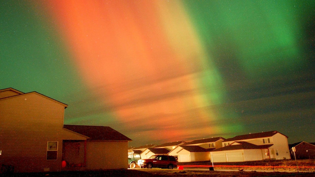 The aurora borealis, oregon bluish lights.