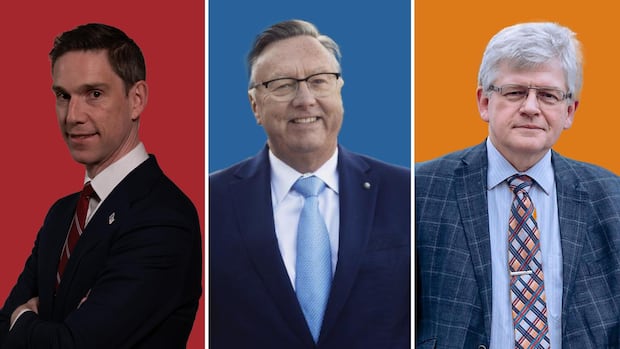 a composite image of three men