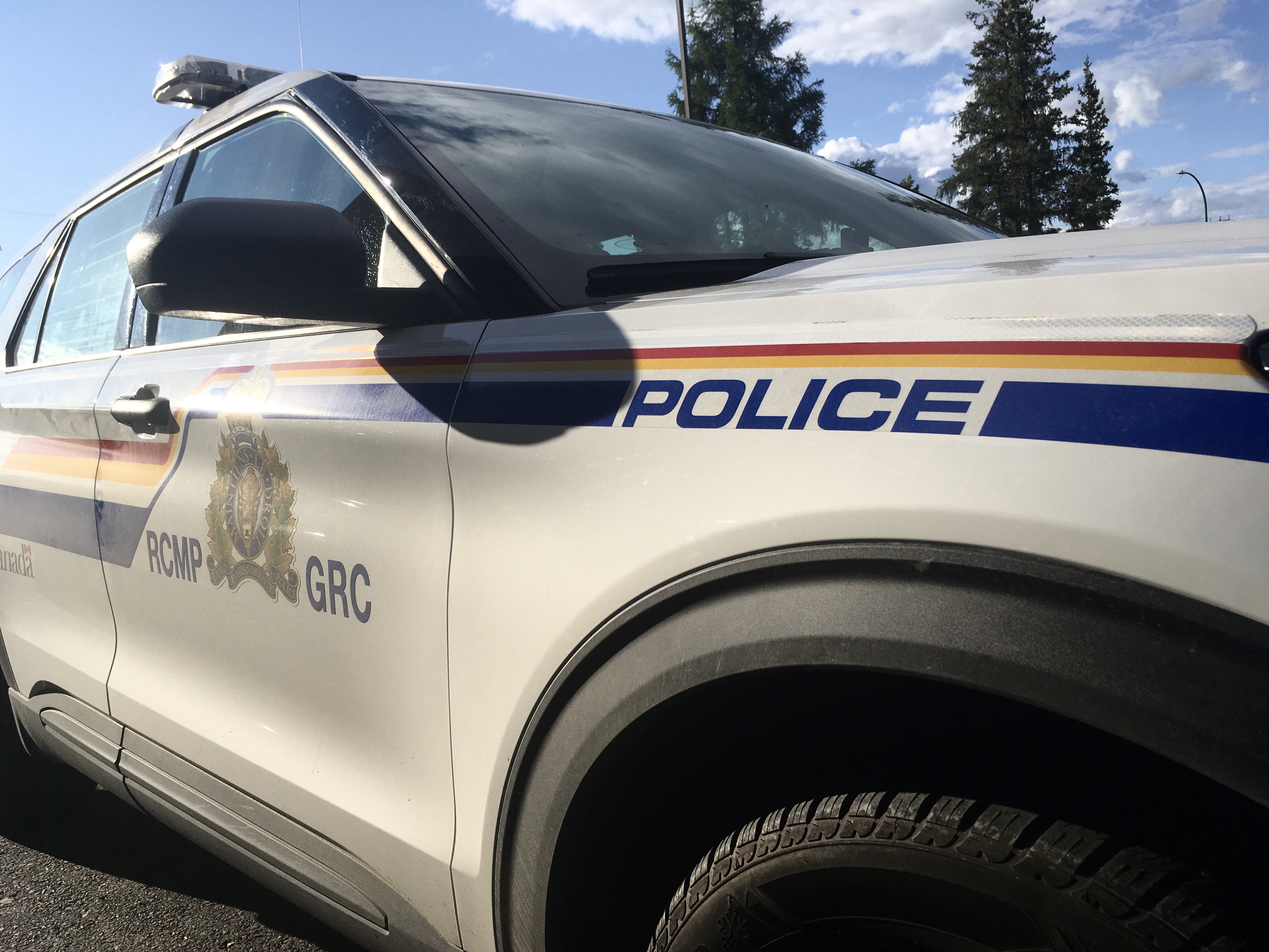 An RCMP cruiser in Yellowknife on July 30, 2021. A close up of an RCMP cruiser.