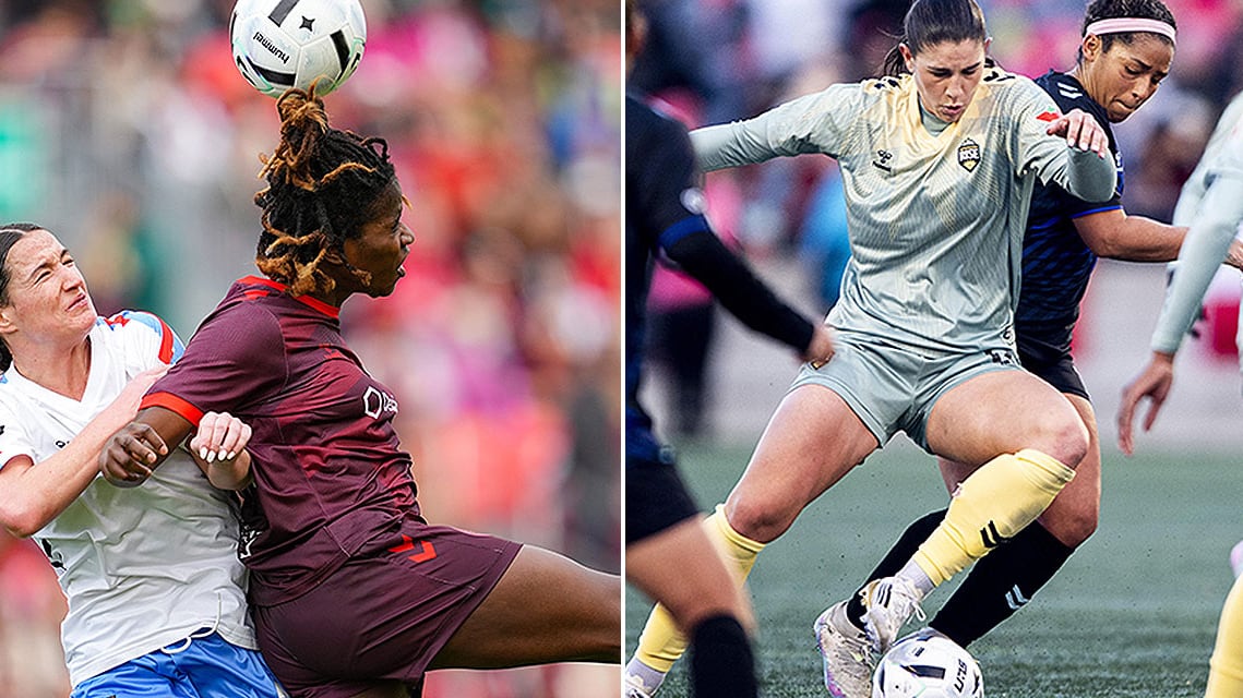  Composite photo of Northern Super League attackers Esther Okoronkwo of AFL Toronto and Jessica De Filippo of Vancouver Rise FC.