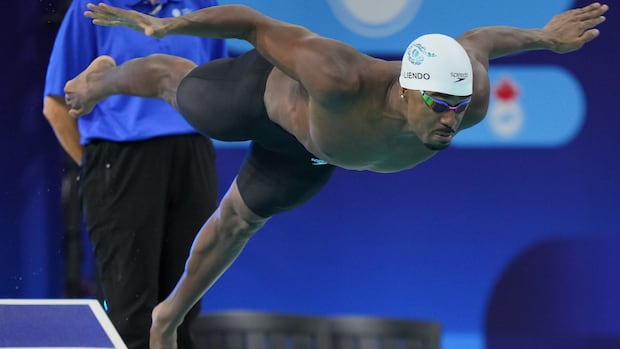 Toronto's Josh Liendo competes in the men's 100-metre butterfly final at World Aquatics Swimming World Cup 2025 stop in Toronto.