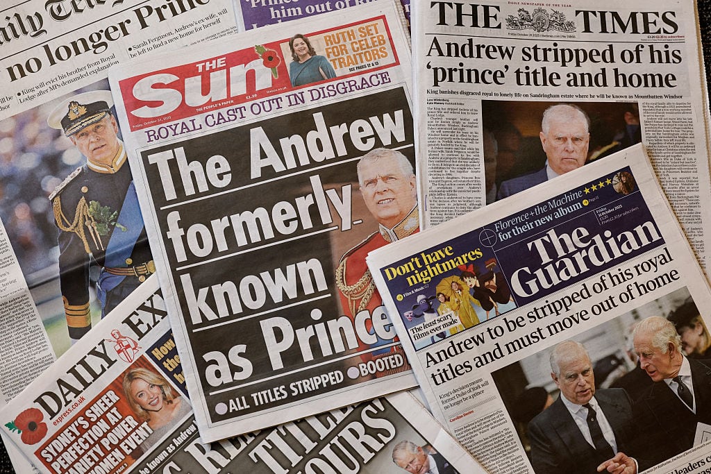 A collection of the front pages of newspapers.